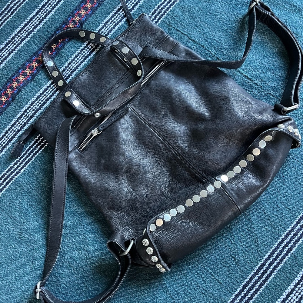 Free People Ellie Studded Black Leather Backpack
